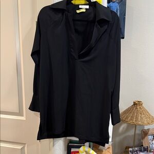 Prologue Black Long Sleeve Collared Blouse
